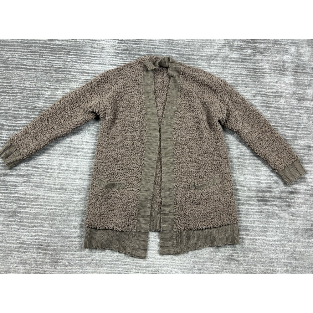 Merokeety Knitted Cardigan Sweater Large‎ Brown Open Front Pockets